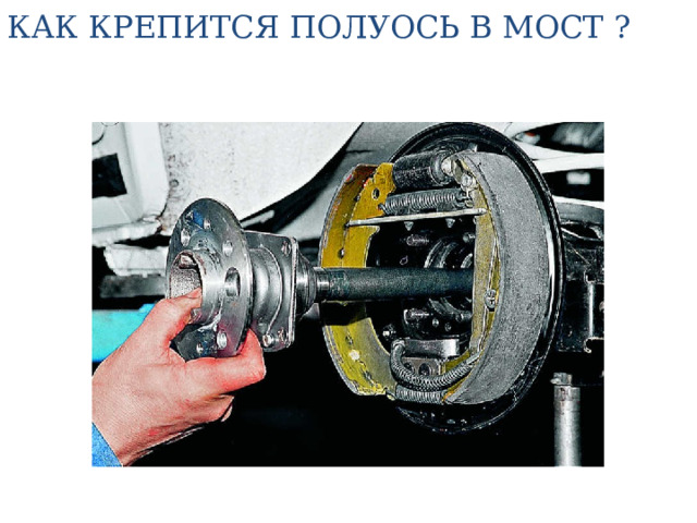 КАК КРЕПИТСЯ ПОЛУОСЬ В МОСТ ? 
