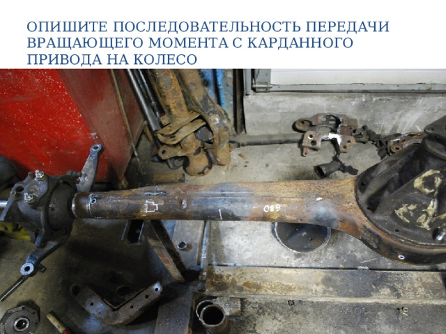 ОПИШИТЕ ПОСЛЕДОВАТЕЛЬНОСТЬ ПЕРЕДАЧИ ВРАЩАЮЩЕГО МОМЕНТА С КАРДАННОГО ПРИВОДА НА КОЛЕСО 
