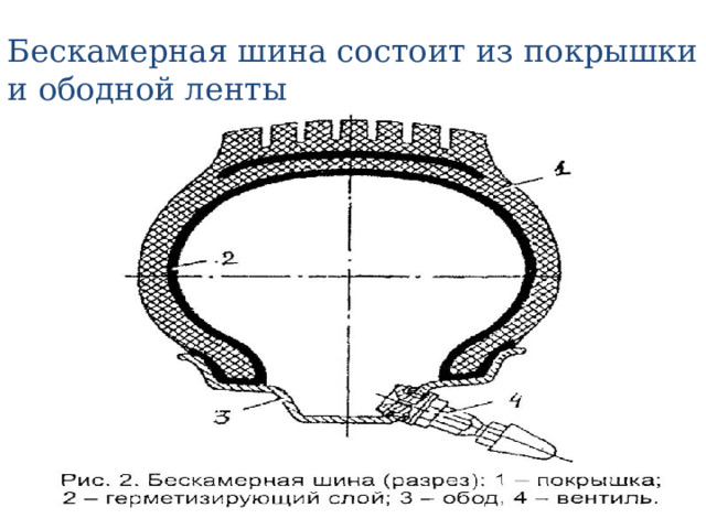 Бескамерная шина состоит из покрышки и ободной ленты 
