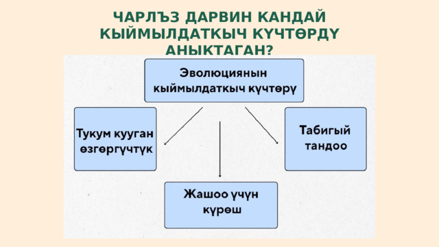 ЧАРЛЪЗ ДАРВИН КАНДАЙ КЫЙМЫЛДАТКЫЧ КҮЧТӨРДҮ АНЫКТАГАН? 