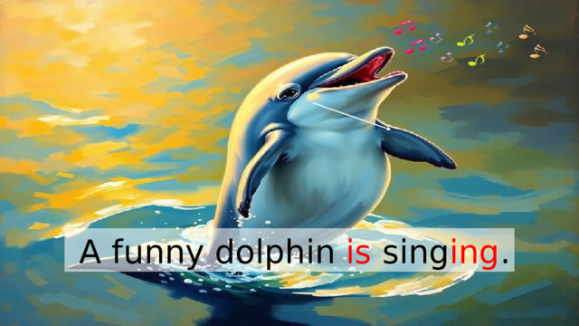  A funny dolphin is sing ing . 