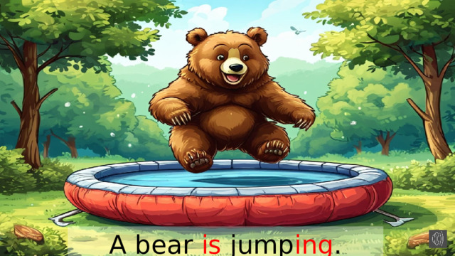 A bear is jump ing . 