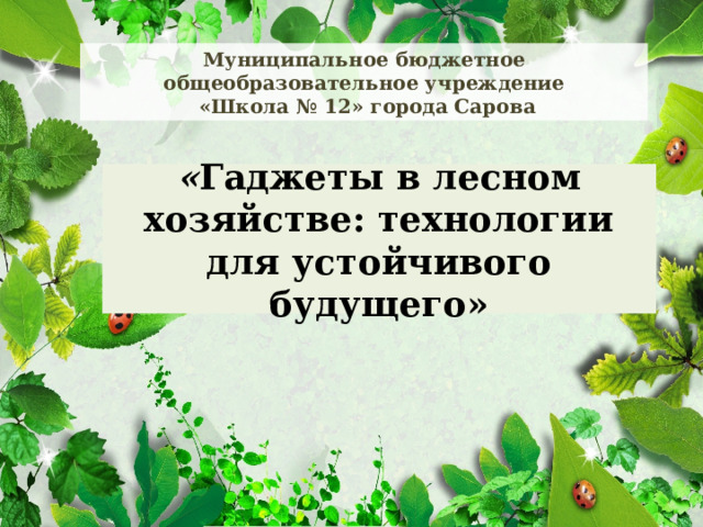 Муниципальное бюджетное общеобразовательное учреждение  «Школа № 12» города Сарова « Гаджеты в лесном хозяйстве: технологии для устойчивого будущего» 