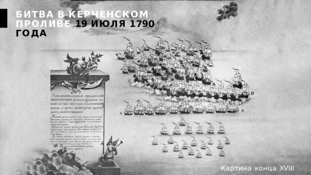 БИТВА  В  КЕРЧЕНСКОМ  ПРОЛИВЕ 19  ИЮЛЯ  1790  ГОДА Картина  конца  XVIII  века 