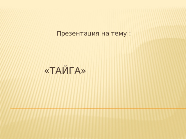 Презентация на тему : «Тайга» 