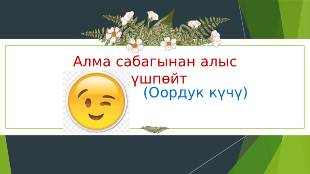 Алма сабагынан алыс түшпөйт    (Оордук күчү) 