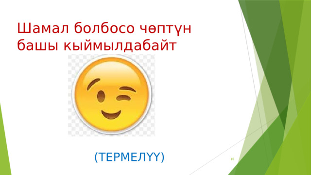 Шамал болбосо чөптүн башы кыймылдабайт  (ТЕРМЕЛҮҮ)   