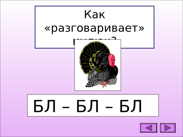 Как «разговаривает» индюк? БЛ – БЛ – БЛ 