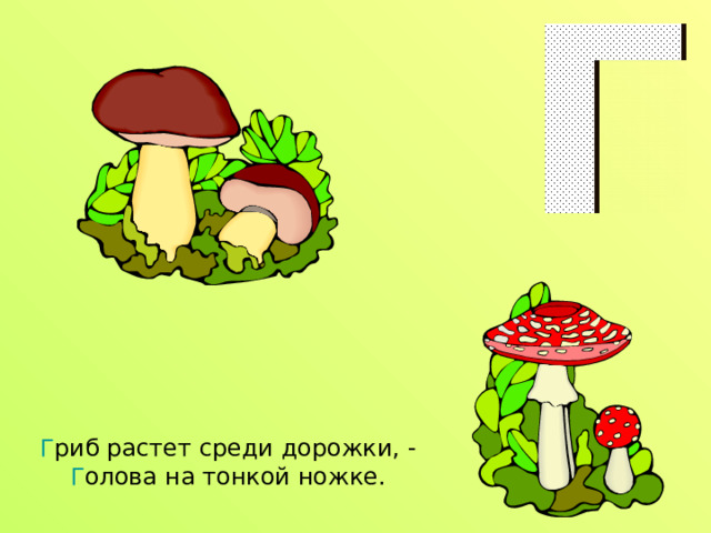 Г риб растет среди дорожки, -  Г олова на тонкой ножке. 