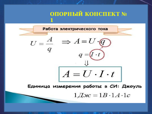 ОПОРНЫЙ КОНСПЕКТ № 1 