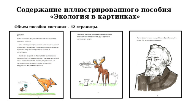 Содержание иллюстрированного пособия  «Экология в картинках» Объем пособия составил - 42 страницы. 