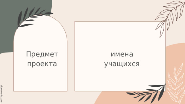 Предмет проекта имена учащихся 