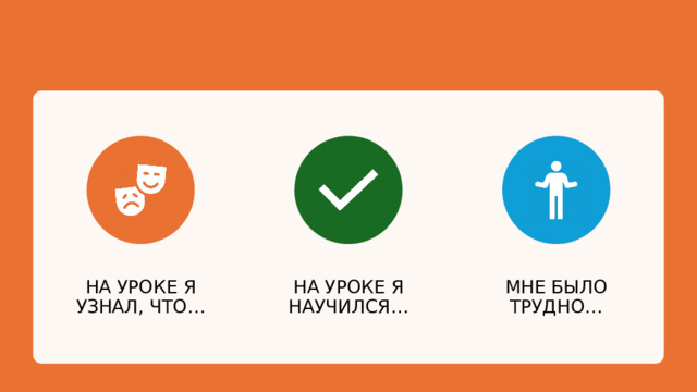 На уроке я узнал, что… На уроке я научился… Мне было трудно… 