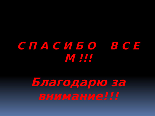   С П А С И Б О В С Е М !!! Благодарю за внимание!!! 