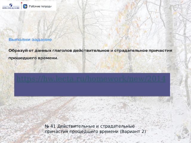 № 41 Действительные и страдательные причастия прошедшего времени (Вариант 2) 