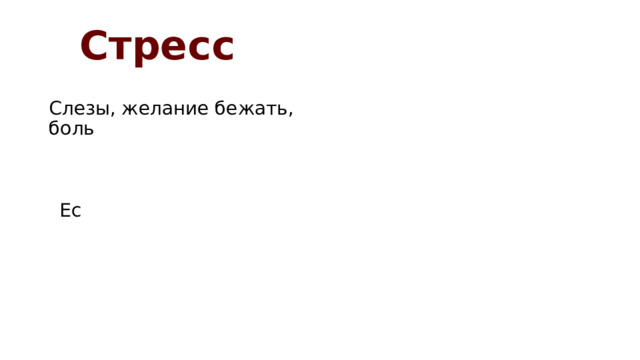 Стресс Слезы, желание бежать, боль Ес 