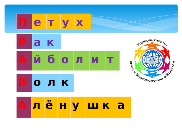 П е т у х Р а к А й б о л и т В о л к А л ё н у ш к а 