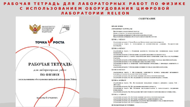 Рабочая тетрадь для лабораторных работ по физике с использованием оборудования цифровой лаборатории Releon  