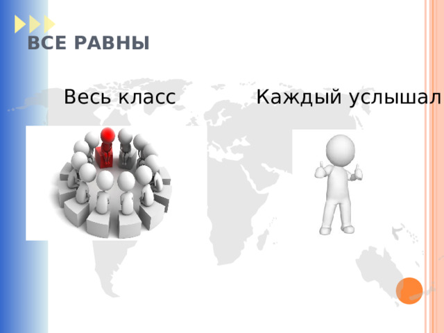 ВСЕ РАВНЫ Весь класс Каждый услышал 