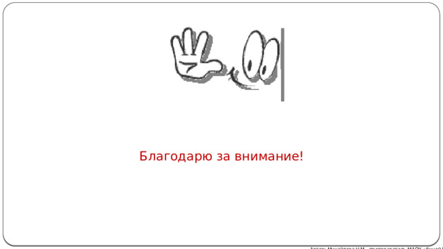 Благодарю за внимание! Автор: Михайлова Н.М.- преподаватель МАОУ «Лицей № 21» 