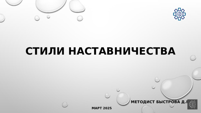 Стили наставничества     Методист Быстрова Д.Г. МАРТ 2025 