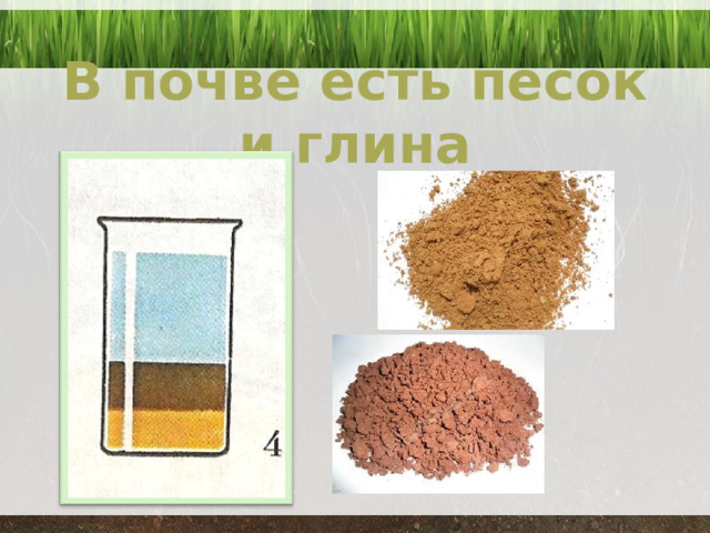 В почве есть песок и глина 