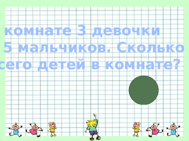 В комнате 3 девочки и 5 мальчиков. Сколько всего детей в комнате? 