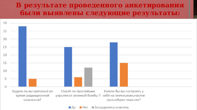 В результате проведенного анкетирования были выявлены следующие результаты: 