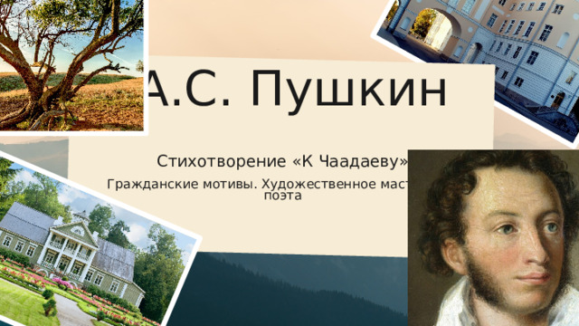  А.С. Пушкин   Стихотворение «К Чаадаеву»   Гражданские мотивы. Художественное мастерство поэта 