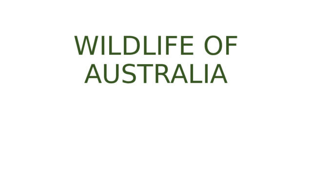 WILDLIFE OF AUSTRALIA 