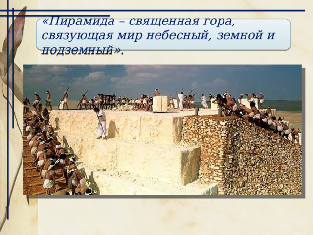 Пирамида Хеопса Самая большая пирамида ( 147м, - 7,5м за 100 лет)  10 лет строили дорогу, по которой таскали камни, 20 лет строили  пирамиду, 100 тыс. человек меняли каждые три месяца. 