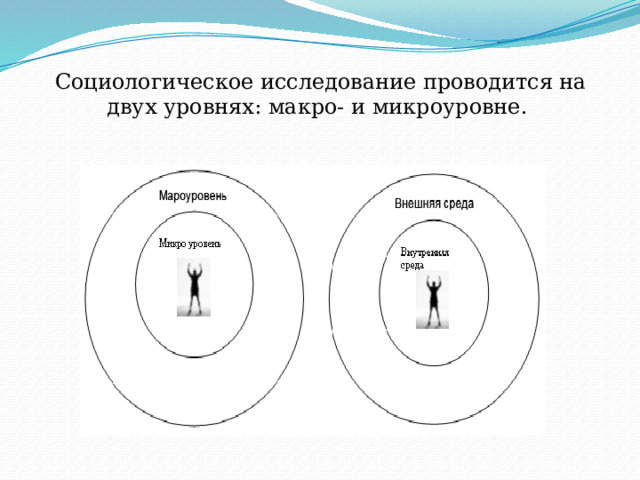 Социологическое исследование проводится на двух уровнях: макро- и микроуровне. 