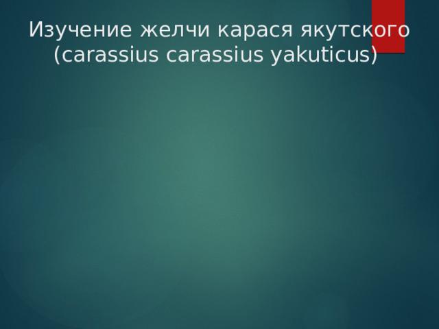 Изучение желчи карася якутского  ( carassius carassius yakuticus)    