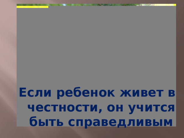 Если ребенок живет в честности, он учится быть справедливым 