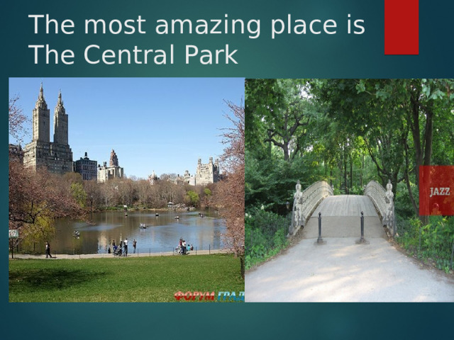 The most amazing place is The Central Park 