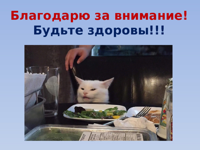 Благодарю за внимание!  Будьте здоровы!!!   