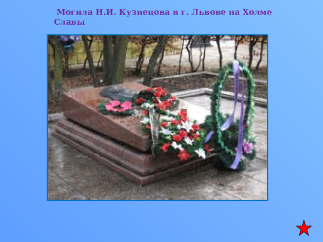  Могила Н.И. Кузнецова в г. Львове на Холме Славы 