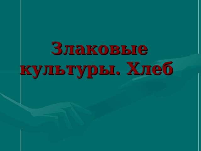 Злаковые культуры. Хлеб 