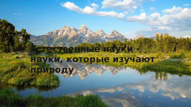 Естественные науки - науки, которые изучают природу 