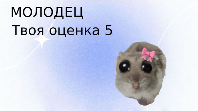 МОЛОДЕЦ Твоя оценка 5 