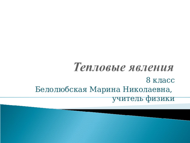8 класс Белолюбская Марина Николаевна, учитель физики 