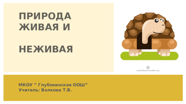 ПРИРОДА ЖИВАЯ И НЕЖИВАЯ МКОУ “ Глубокинская ООШ” Учитель: Волкова Т.В. 