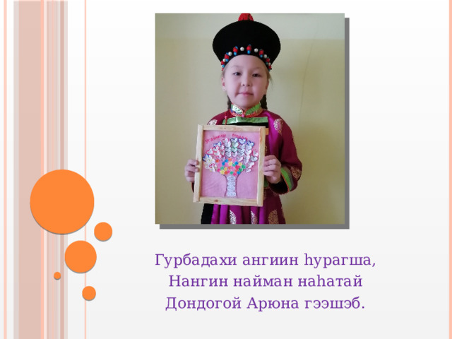 Гурбадахи ангиин hурагша, Нангин найман наhатай Дондогой Арюна гээшэб. 