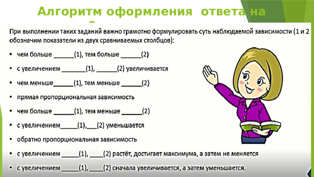 Алгоритм оформления ответа на вопрос 2. 