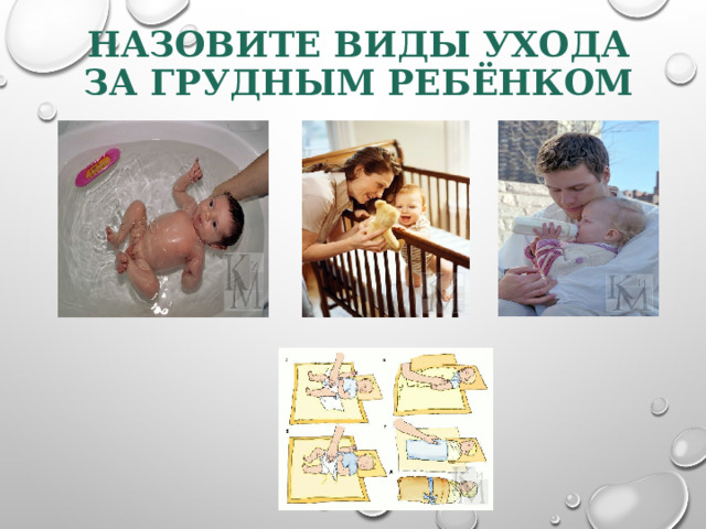 НАЗОВИТЕ ВИДЫ УХОДА ЗА ГРУДНЫМ РЕБЁНКОМ 