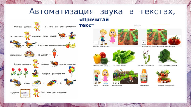 Автоматизация звука в текстах, рассказах «Прочитай текст» 