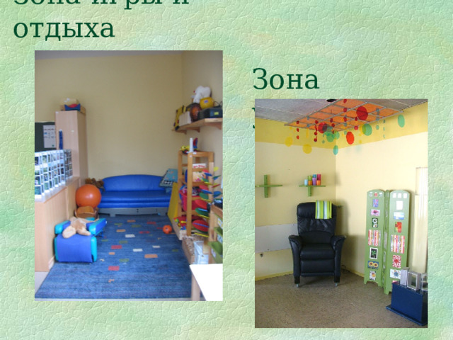 Зона игры и отдыха Зона уединения 