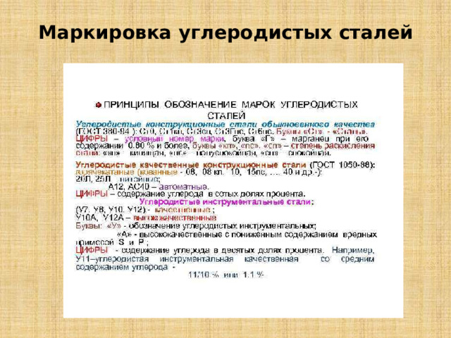 Маркировка углеродистых сталей 
