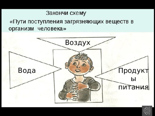Воздух Вода  Продукты питания 