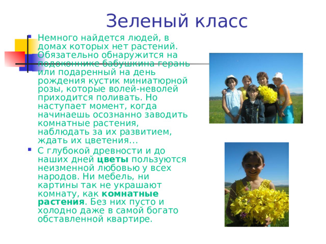 Отдел лекарственных растений Мир растений - величайшее чудо природы, царство красоты и наше целительное богатство. С глубокой древности человек использовал естественные блага растительного мира и как источник своего пропитания, и для облегчения своих недугов. Наблюдательность и народная мудрость заложили основу применения растений в лечении человека вначале из местной флоры, Возделываются различные лекарственные растения данной местности (мать и мачеха, чистотел, шиповник, рябина черноплодная, ромашка аптечная, чабрец, зверобой, подорожник, кровохлебка и др.). 